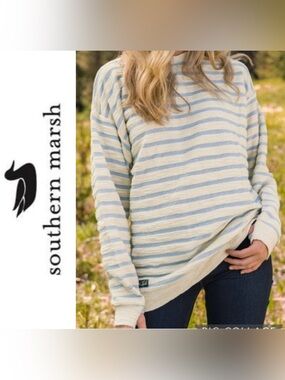 Southern Marsh Women’s Sz M French Blue Nautical Stripe Sunday Morning Sweater